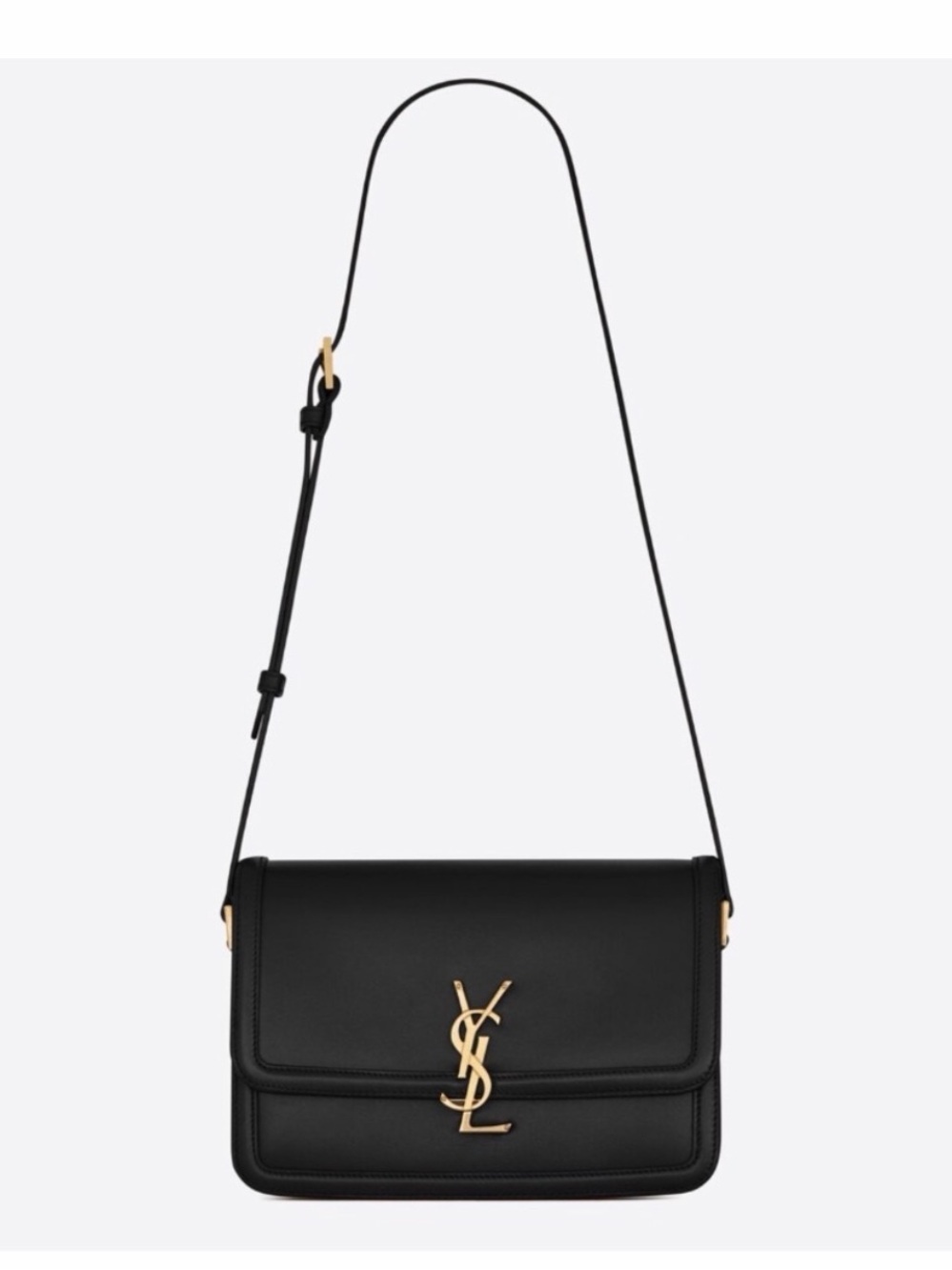 Saint Laurent Solferino Black Leather Monogram Crossbody Bag
